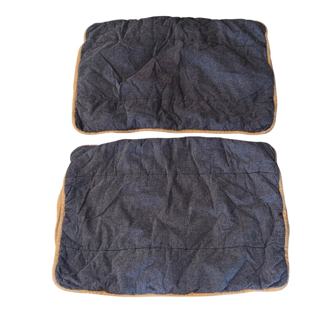 Pottery Barn Teen Camden Pillow Shams Set of 2 Standard Faded Navy Tan 20x20"